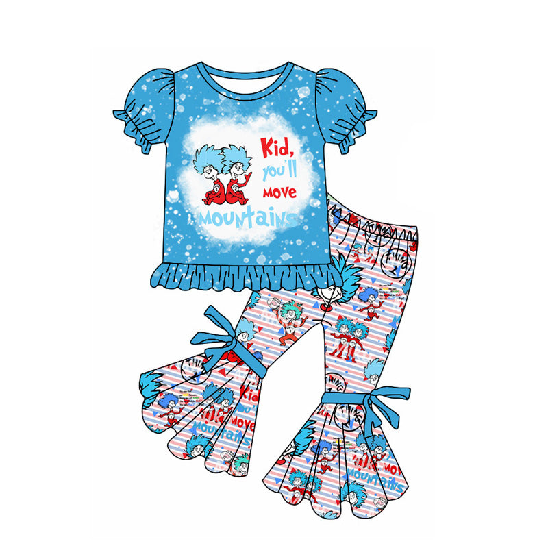 (Pre-order)GSPO1865 Dr.Reading Blue Print Bell Pants Girls Clothes Set