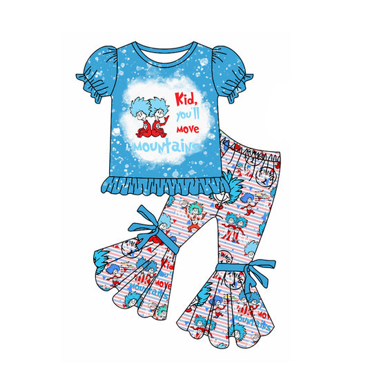 (Pre-order)GSPO1865 Dr.Reading Blue Print Bell Pants Girls Clothes Set