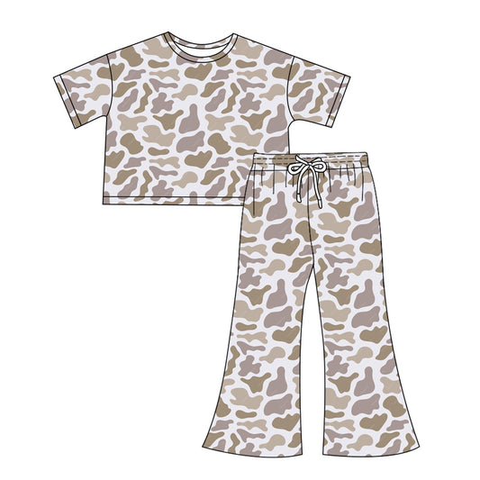 (Pre-order)GSPO1911 Adult Khaki Camo Print Woman Clothes Set