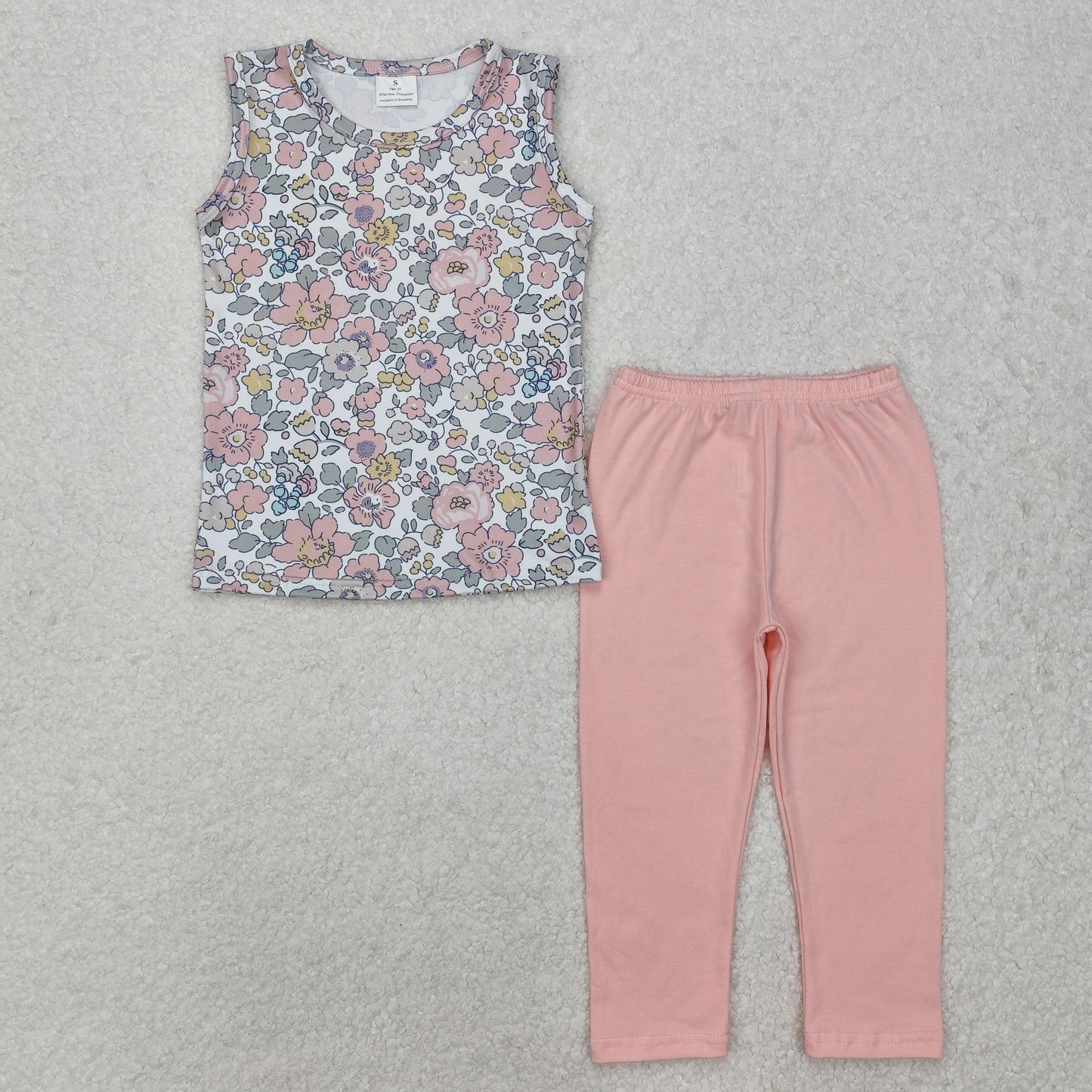 GSPO1919 Pink Flowers Top Legging Pants Girls Clothes Set