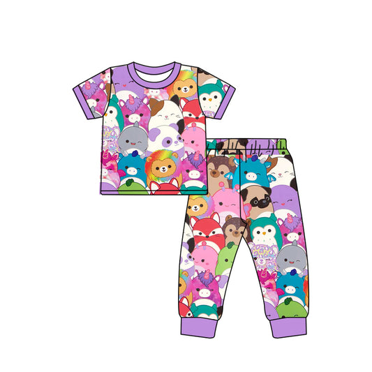 (Pre-order)GSPO1999 Cartoon Animals Print Girls Pajamas Clothes Set