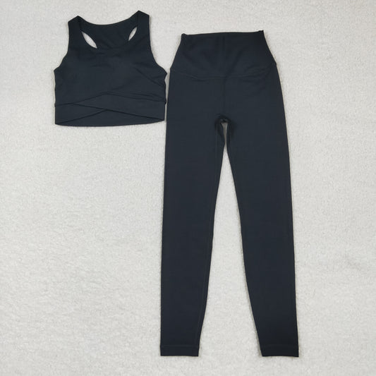 USA-Shop GSPO2038 Adult Black Color Tank Top Pants Woman Yoga Outfits