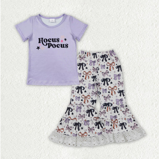 GSPO2064 Movie Witches Stars Top Bows Bell Pants Girls Halloween Clothes Set