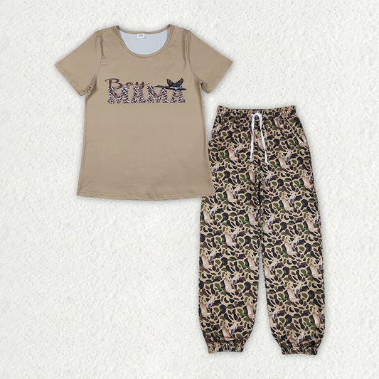 GSPO2231 Adult Duck Boy MAMA Camo Top Joggers Pants Woman Clothes Set