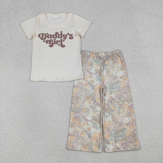 GSPO2258 Daddy's Girl Top Branch Camo Pants Girls Clothes Set