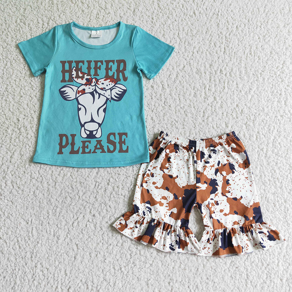 (Promotion) Western Cowgirl Print Girls Summer Outfits Sisters Wear