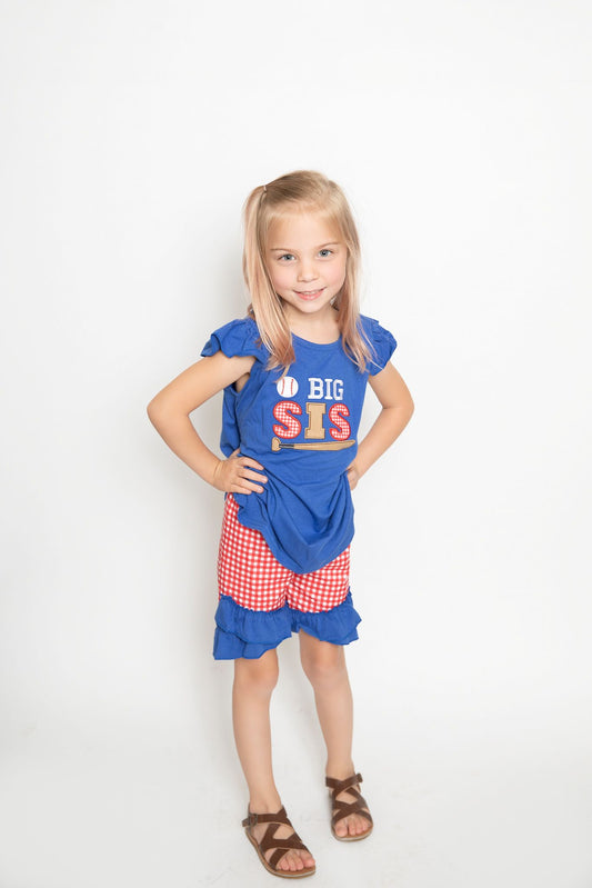 Big sis print girls baseball summer outfits GSSO0219