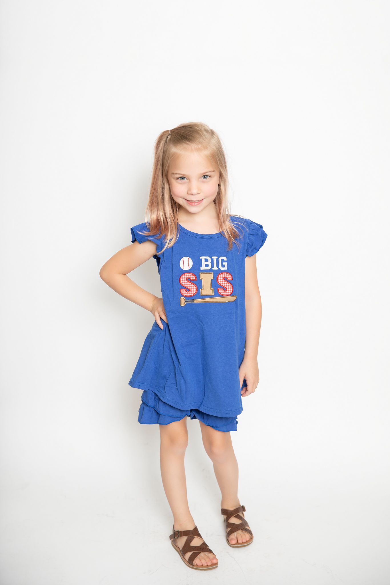 Big sis print girls baseball summer outfits GSSO0219