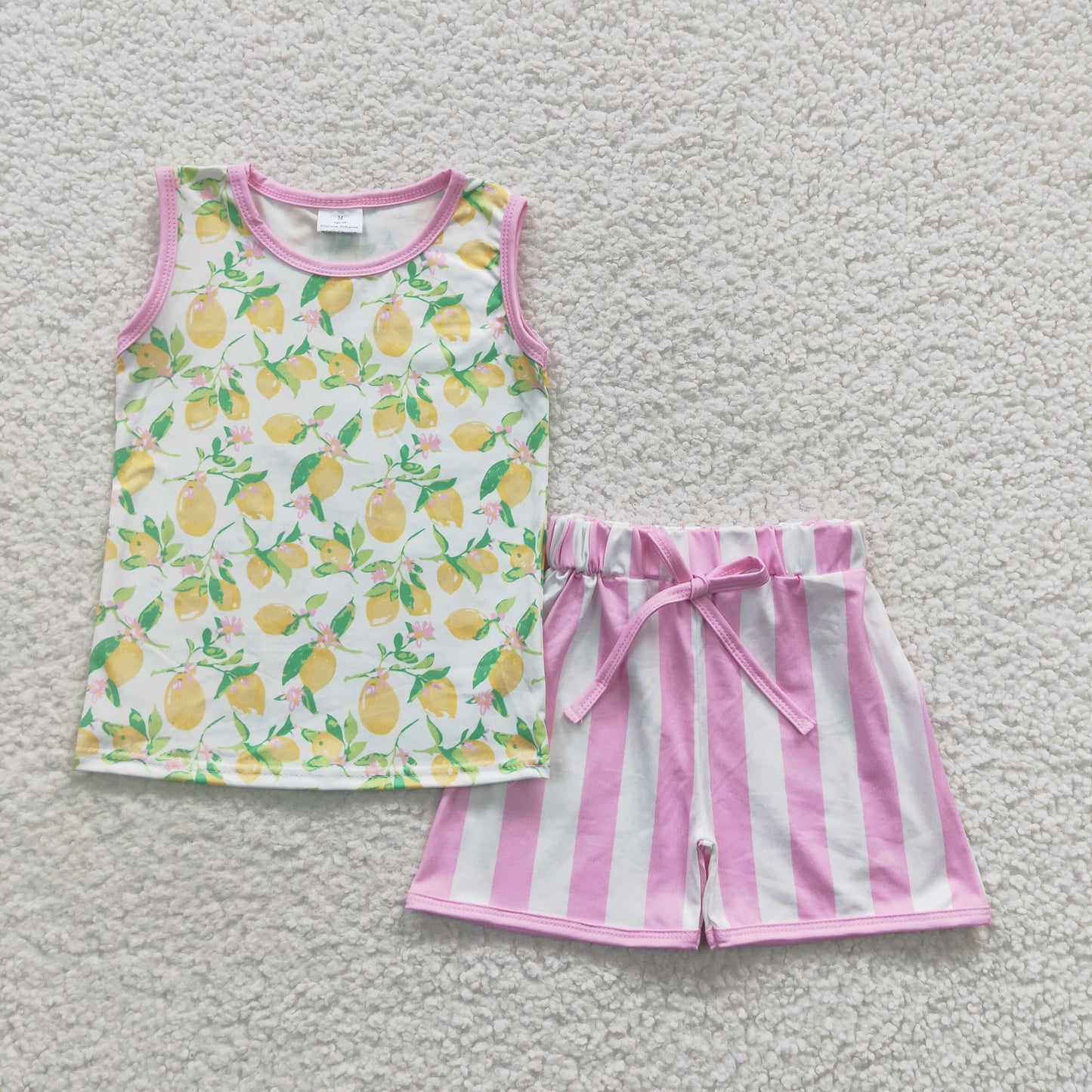 Girls lemon print summer outfits GSSO0322