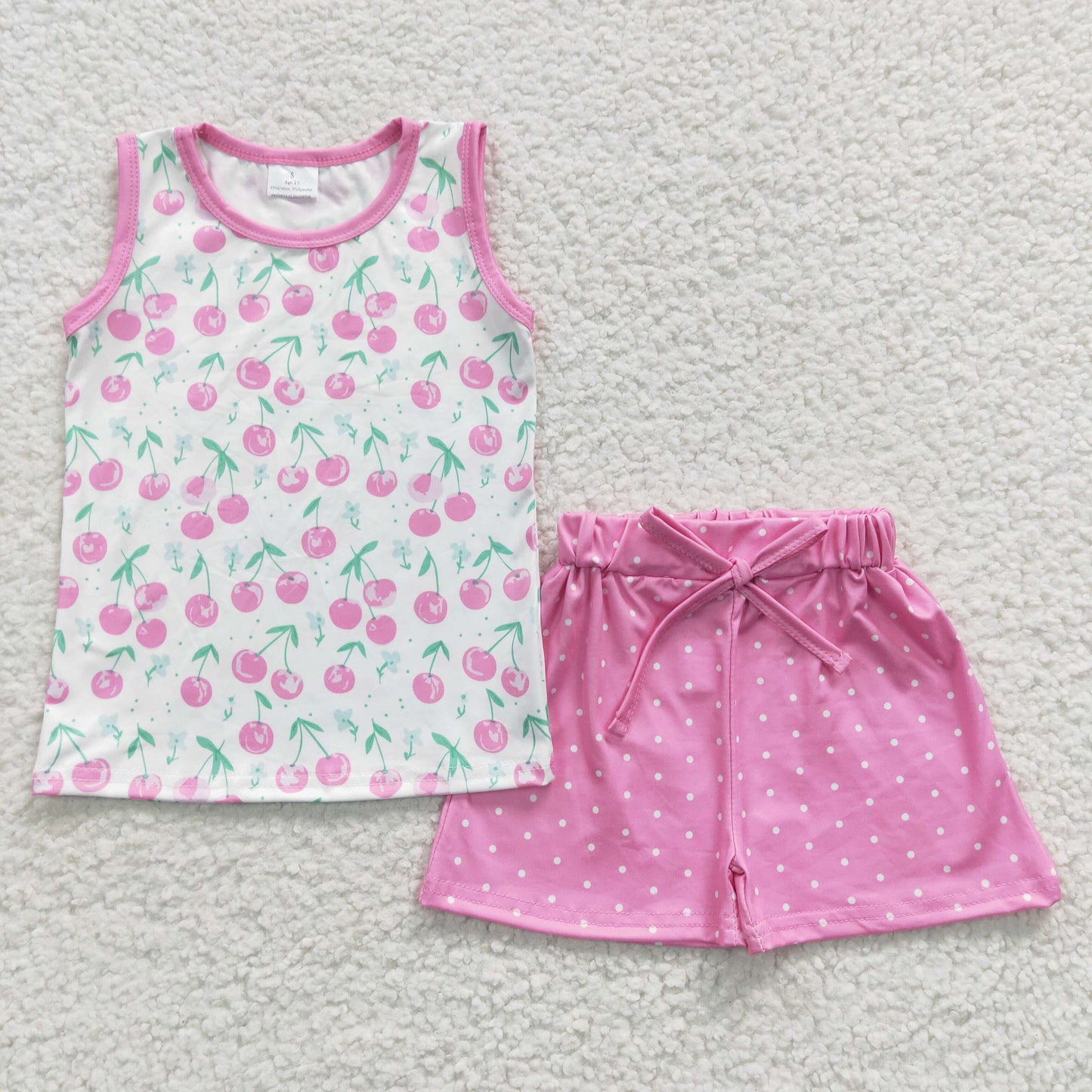 GSSO0323 Girls cherry print summer outfits