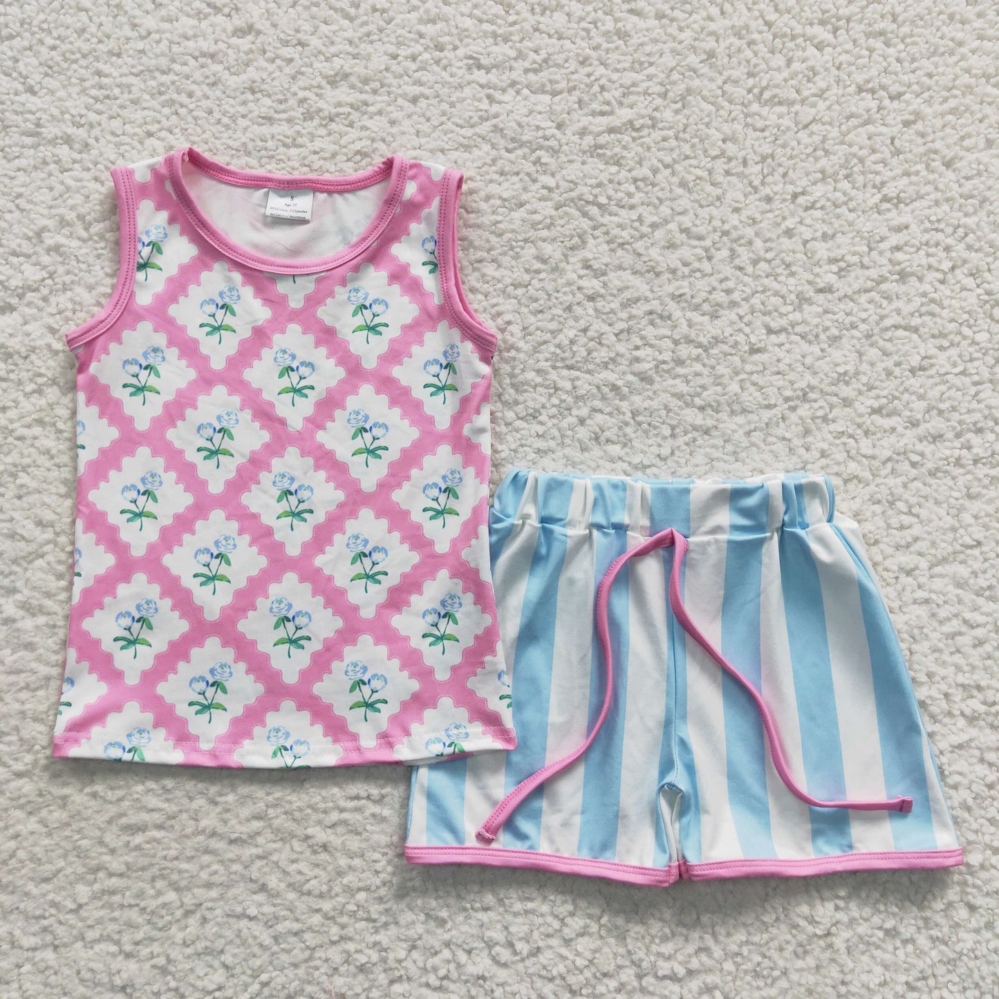 GSSO0324 Girls flowers print summer outfits