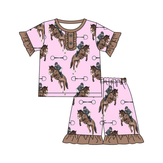 (Pre-order)GSSO0598 Rodeo Shorts Girls Summer Pajamas Clothes Set