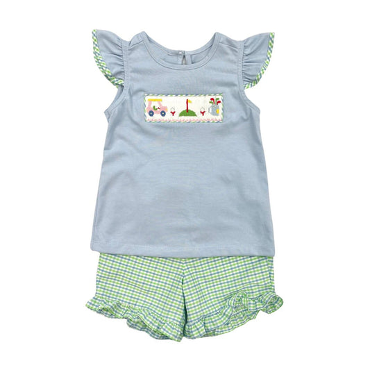 (Pre-order)GSSO0628 Golf Truck Print Girls Summer Clothes Set