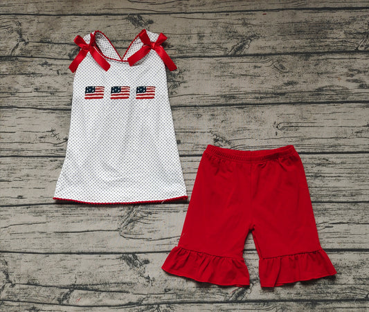 (Pre-order)GSSO0688 Flags Girls 4th of July Clothes Set