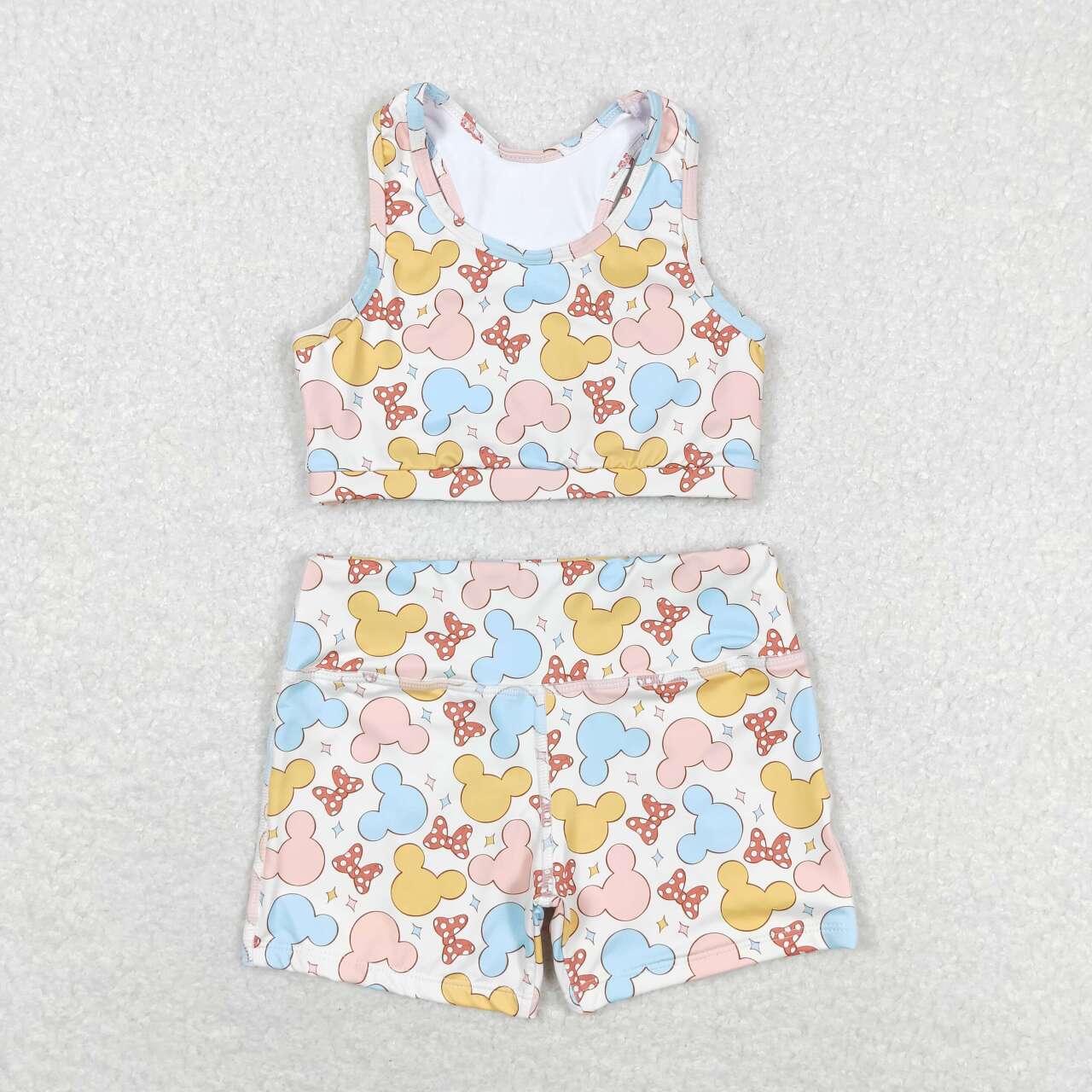 GSSO0899  Cartoon Mouse Print Girls Summer Clothes Set