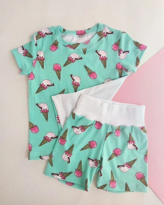 (Pre-order)GSSO1142  Popsicle Print Girls Summer Pajamas Clothes Set