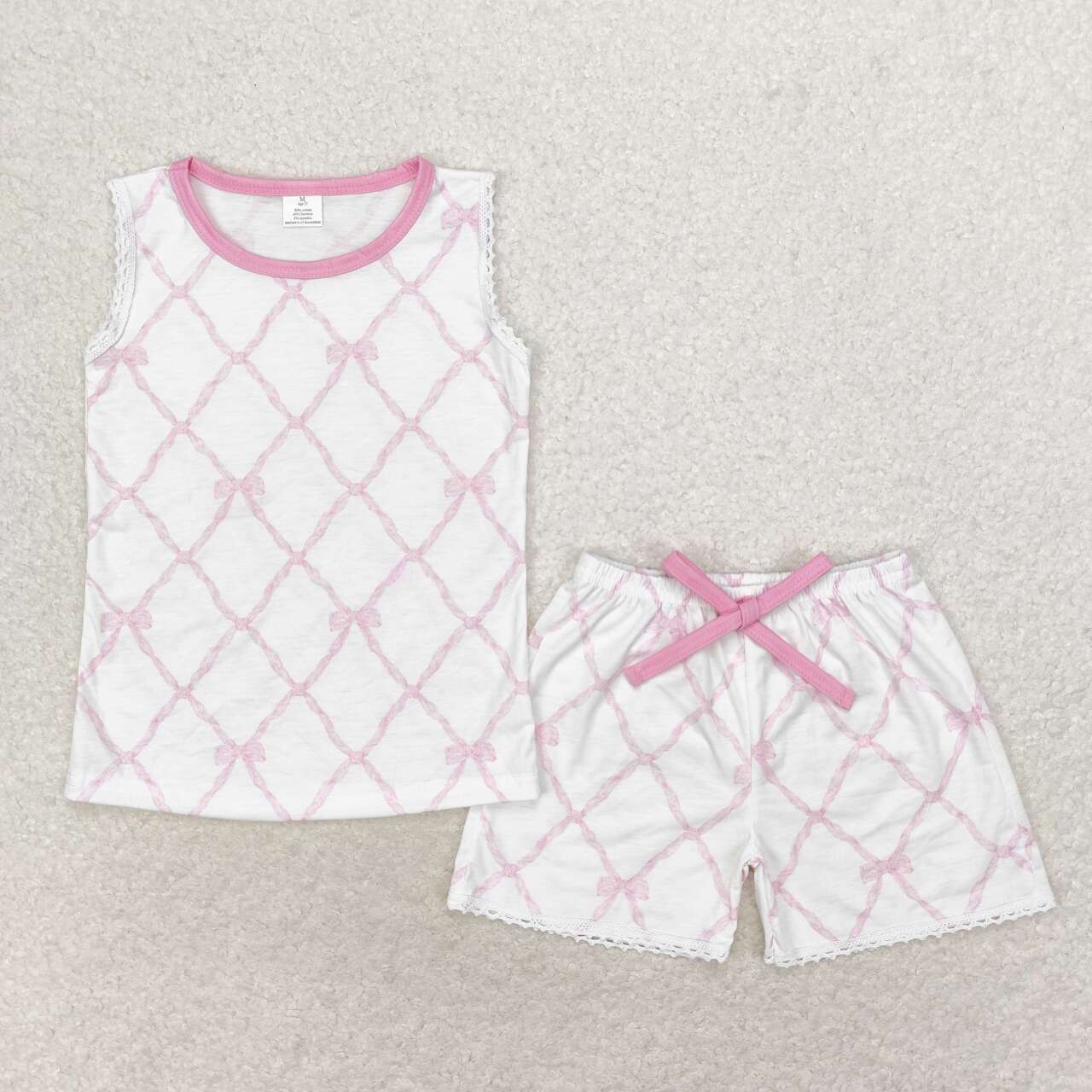 Pink Bows Print Sisters Matching Bamboo Clothes