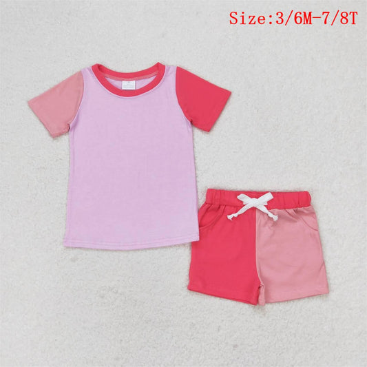 GSSO1269 Pink Colors Girls Summer Sports Clothes Set