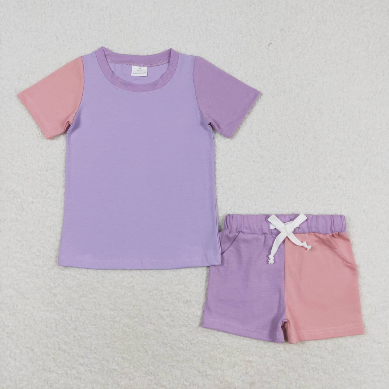 Pink Purple Colors Girls Summer Sports Clothes Set Sisters Wear
