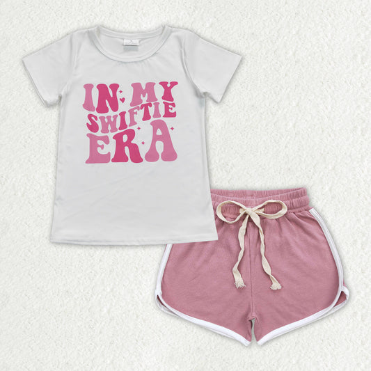 GSSO1319 In My Swiftie ERA Singer Top Pink Shorts Girls Summer Clothes Set