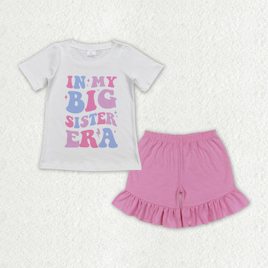 GSSO1400 IN MY BIG SISTER ERA Top Pink Shorts Girls Summer Clothes Set