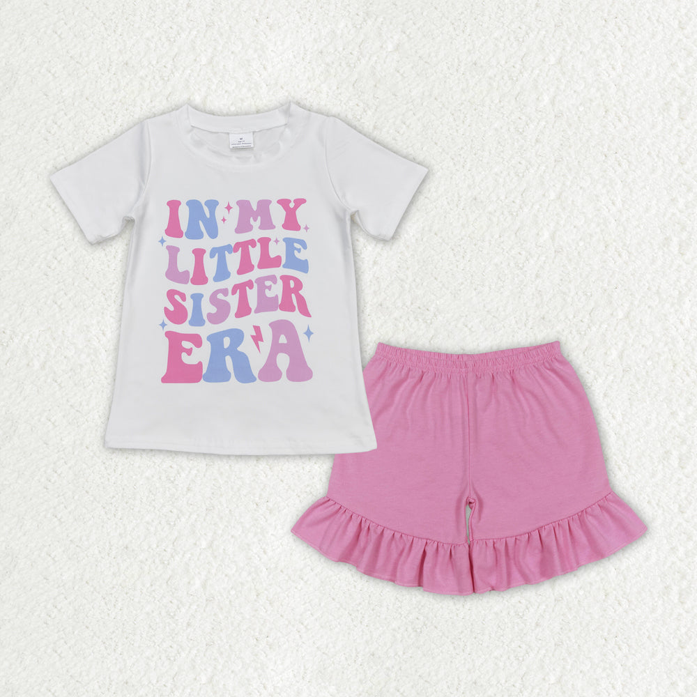 GSSO1401 IN MY LITTLE SISTER ERA Top Pink Shorts Girls Summer Clothes Set