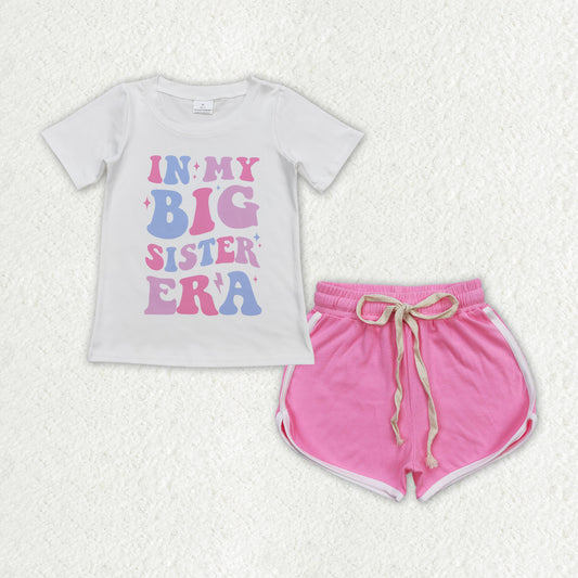 GSSO1404 IN MY BIG SISTER ERA Top Pink Shorts Girls Summer Clothes Set