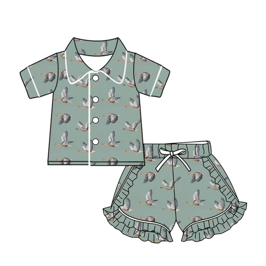 (Pre-order)GSSO1493  Duck Print Girls Summer Pajamas Clothes Set