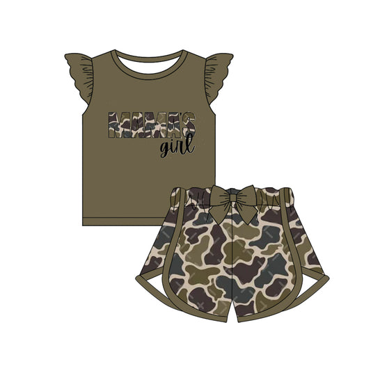 (Pre-order)GSSO1715 MAMA'S Girl Top Camo Shorts Girls Summer Clothes Set