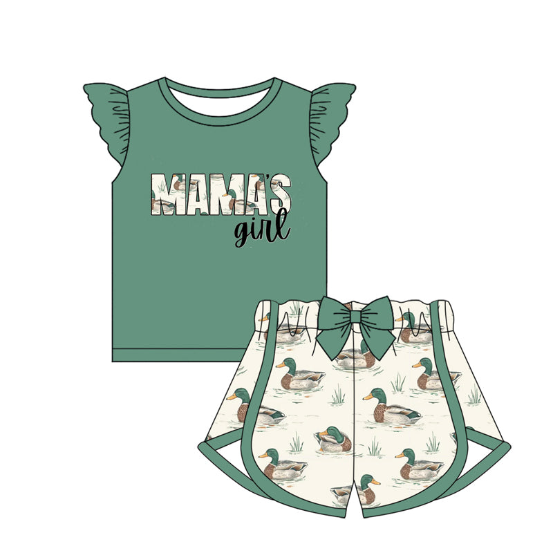 (Pre-order)GSSO1719 MAMA'S Girl Top Duck Shorts Girls Summer Clothes Set
