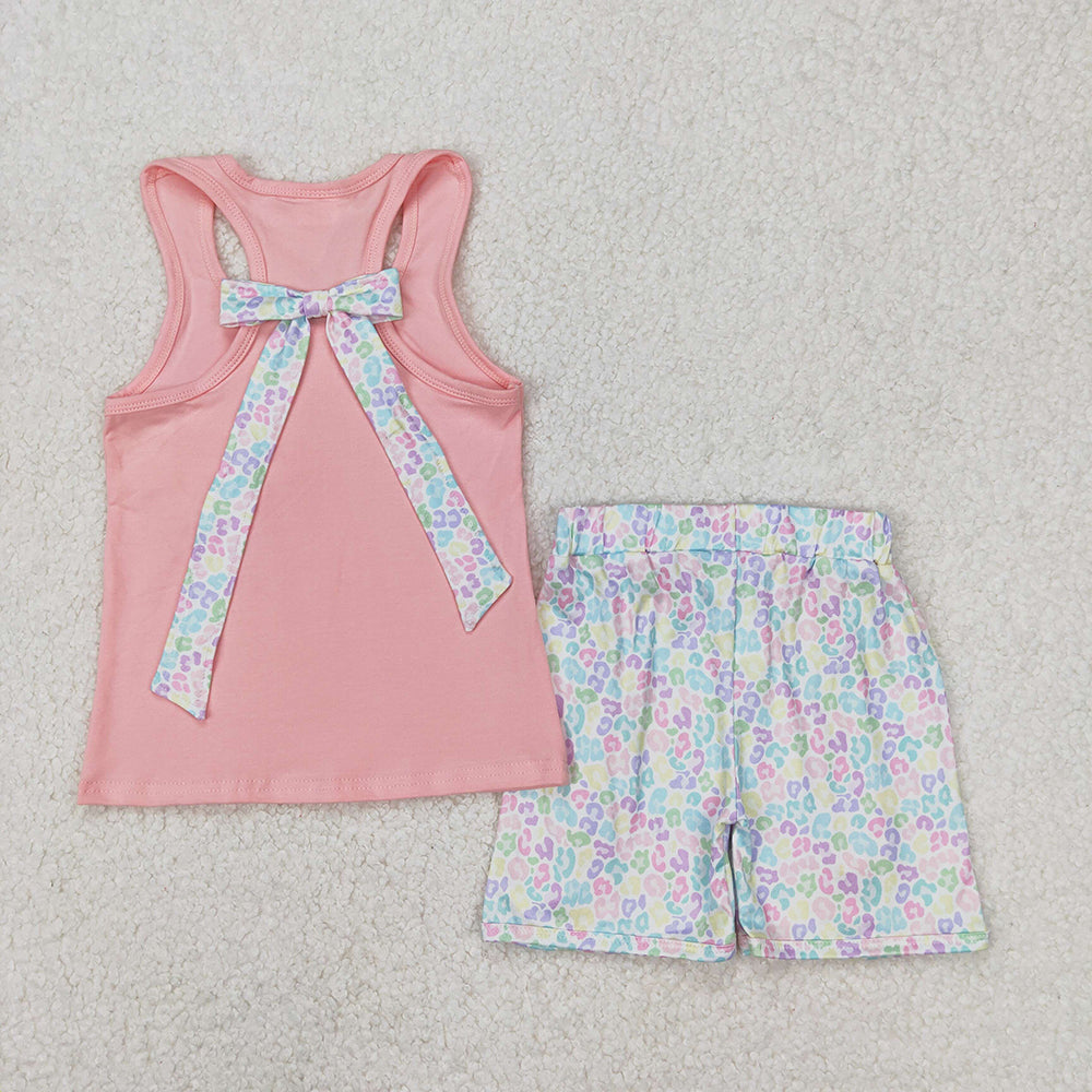 7 Colors Pocket Vest Top Shorts Girls Summer Clothes Set Sisters Wear