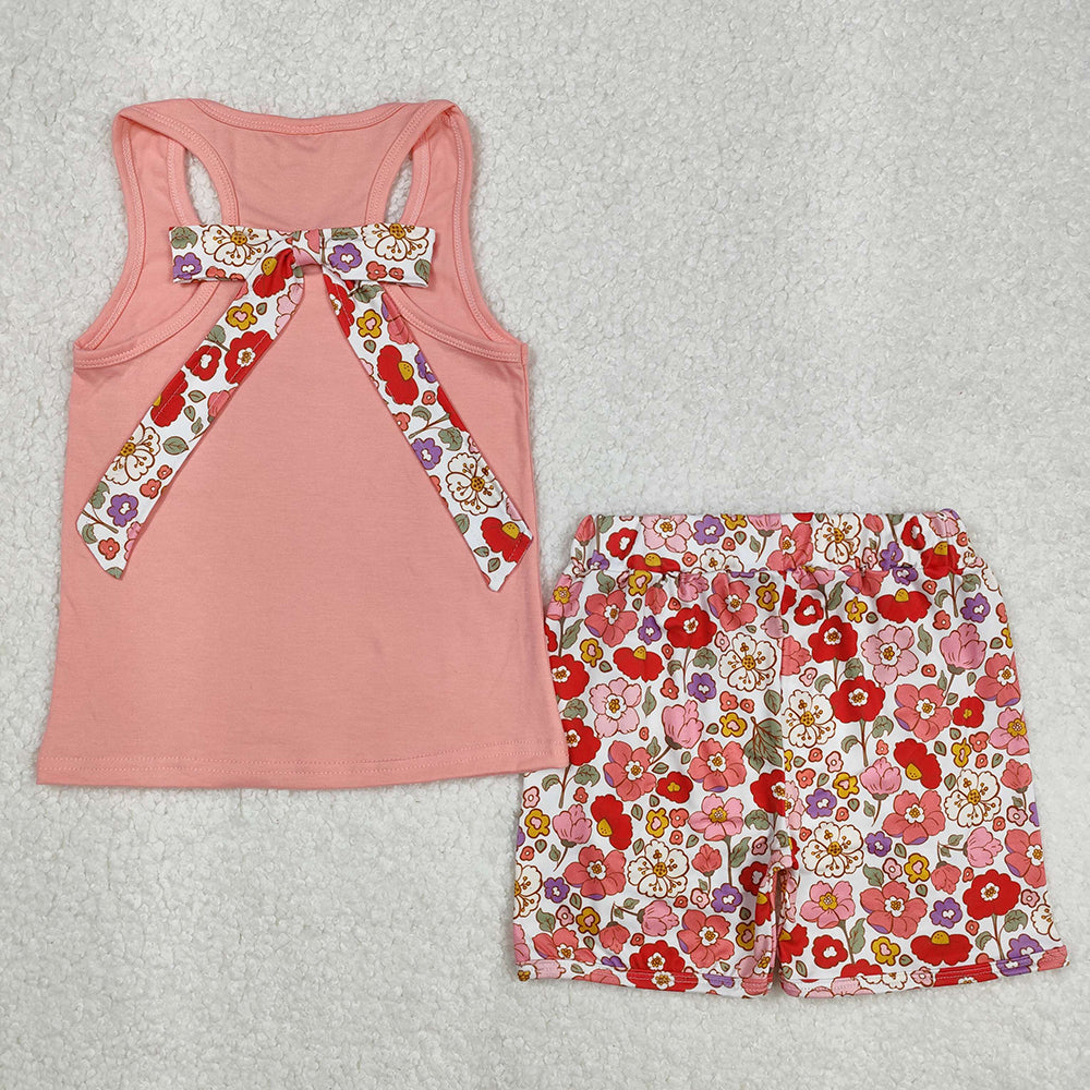 7 Colors Pocket Vest Top Shorts Girls Summer Clothes Set Sisters Wear