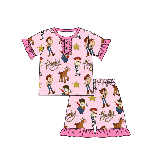 (Pre-order)GSSO1818 Cartoon Toys Print Girls Summer Pajamas Clothes Set