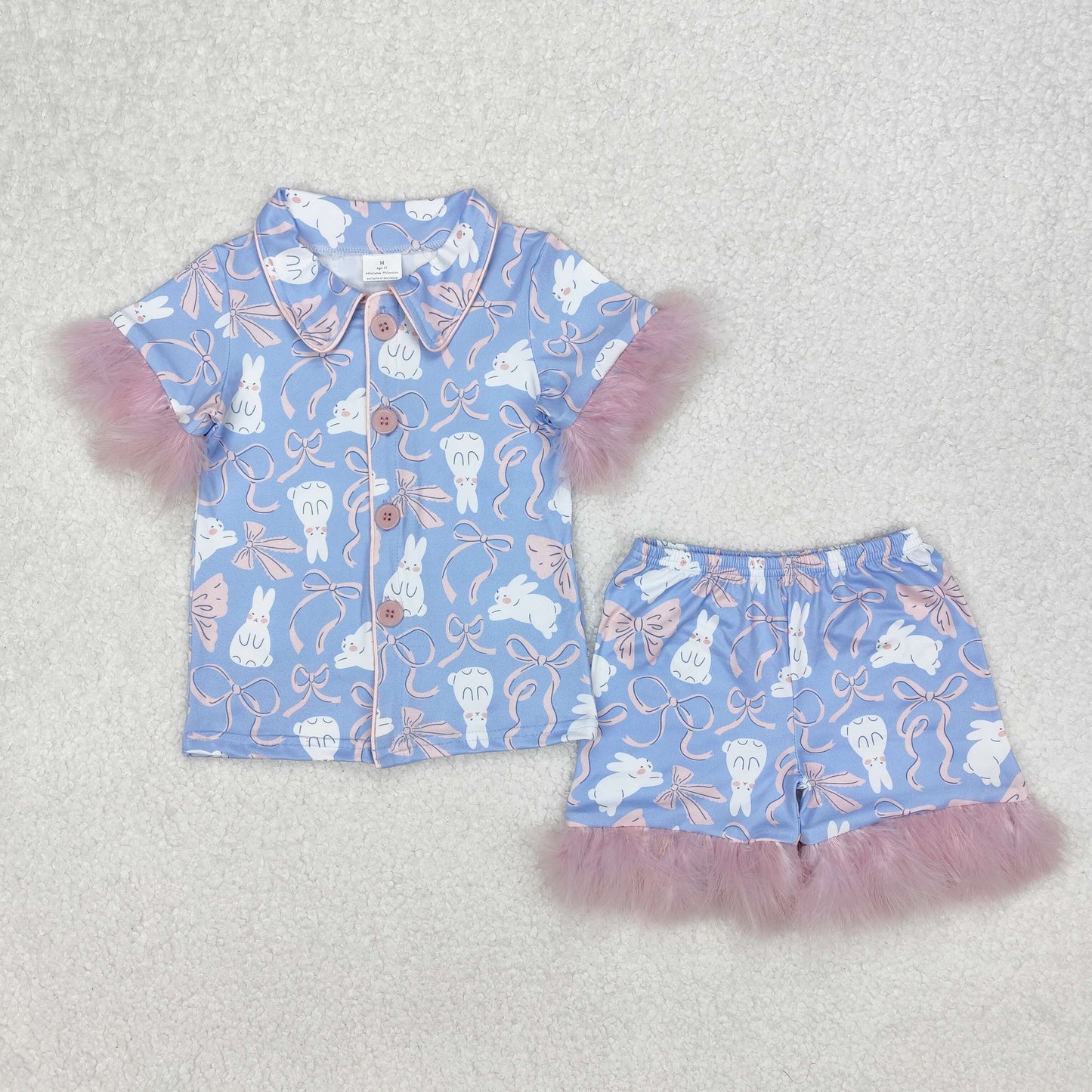 Bunny Bows Blue Print Sisters Easter Matching Clothes