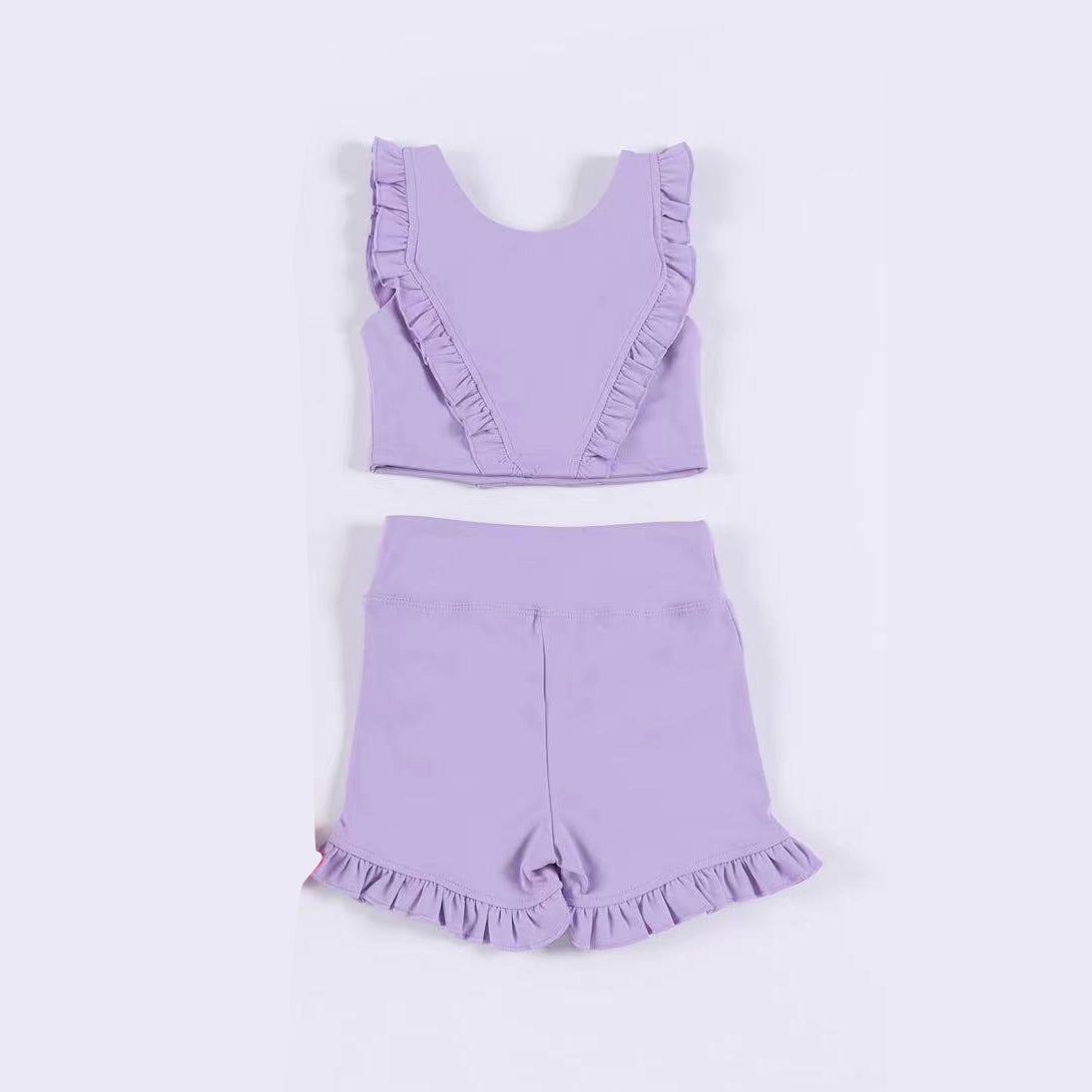 (Pre-order)GSSO1998 Purple Vest Shorts Girls Yoga Summer Athletic Clothes Set