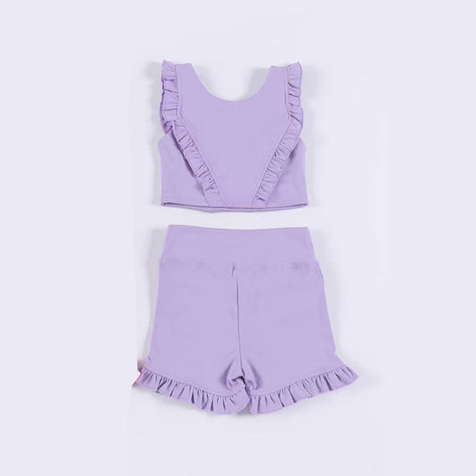 (Pre-order)GSSO1998 Purple Vest Shorts Girls Yoga Summer Athletic Clothes Set