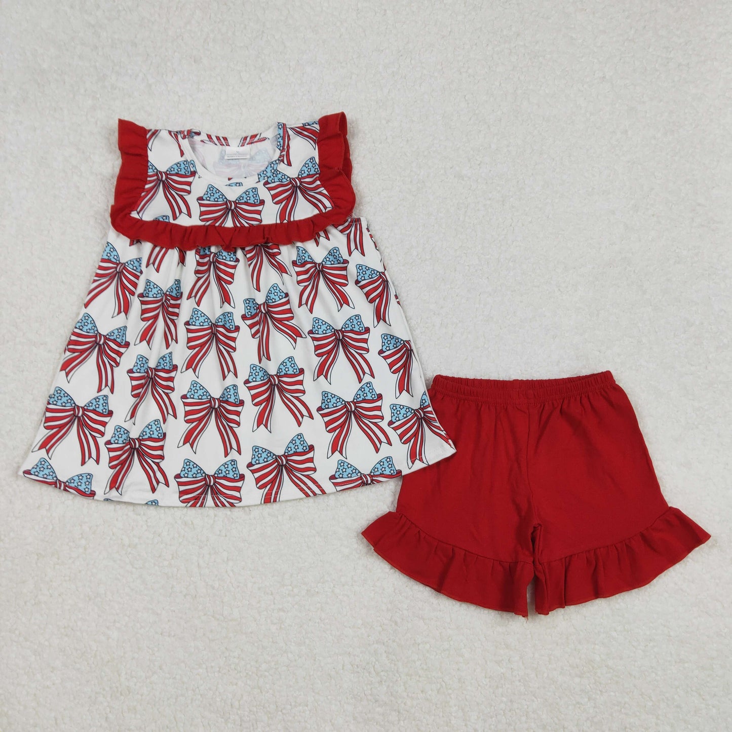 Stars Bows Print Sisters 4th of July Matching Clothes