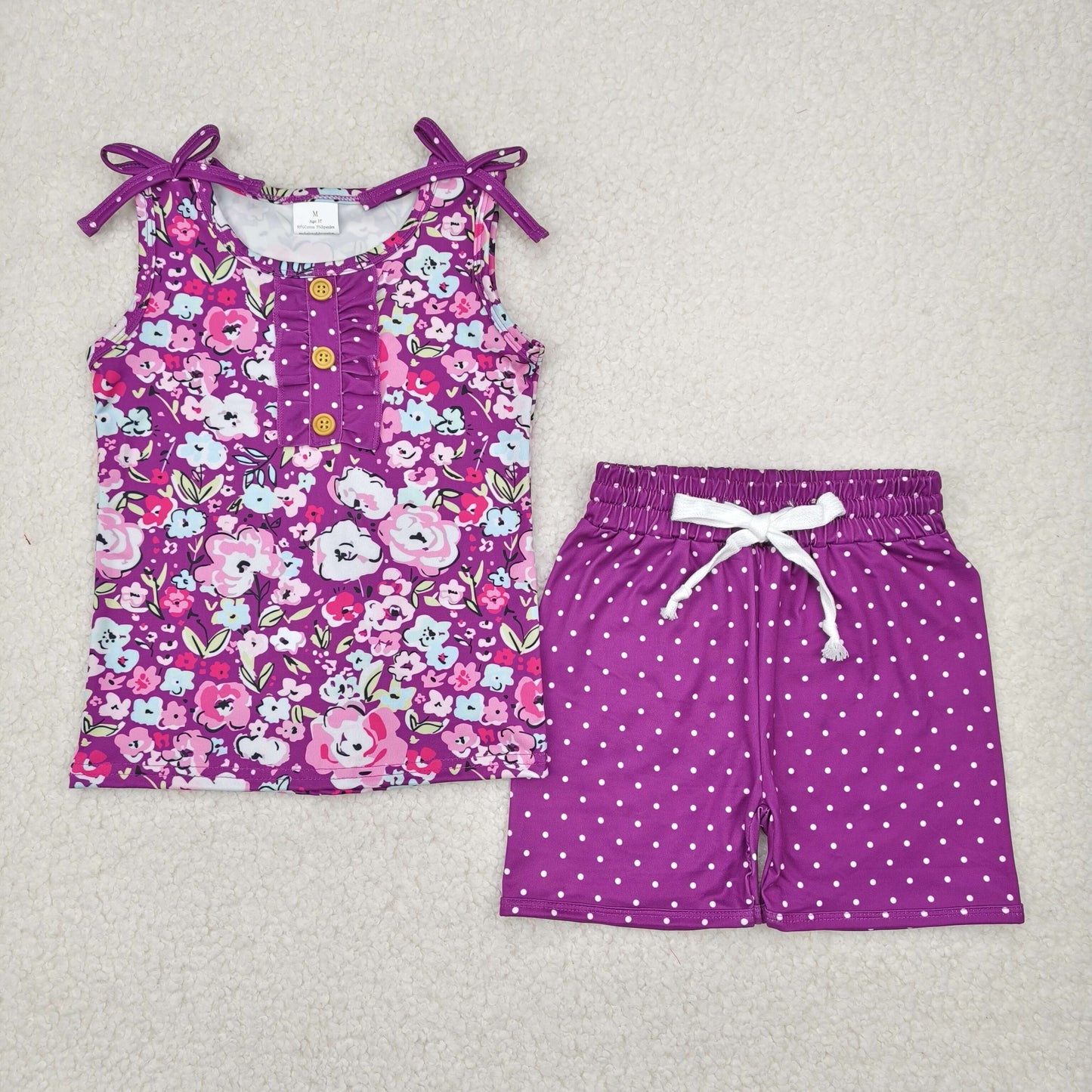 Flowers Tank Top Shorts Girls Summer Clothes Set Sisters Wear