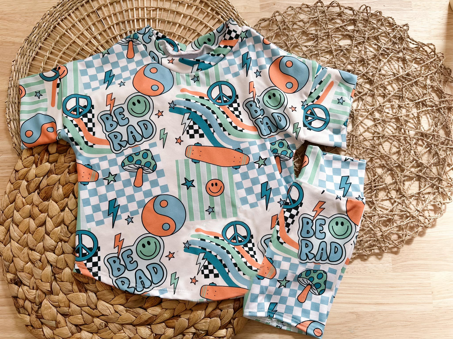 (Pre-order)GSSO2436 Smiling Face Blue Plaid Print Shorts Boys Summer Clothes Set