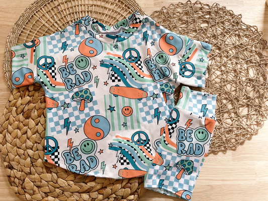 (Pre-order)GSSO2436 Smiling Face Blue Plaid Print Shorts Boys Summer Clothes Set