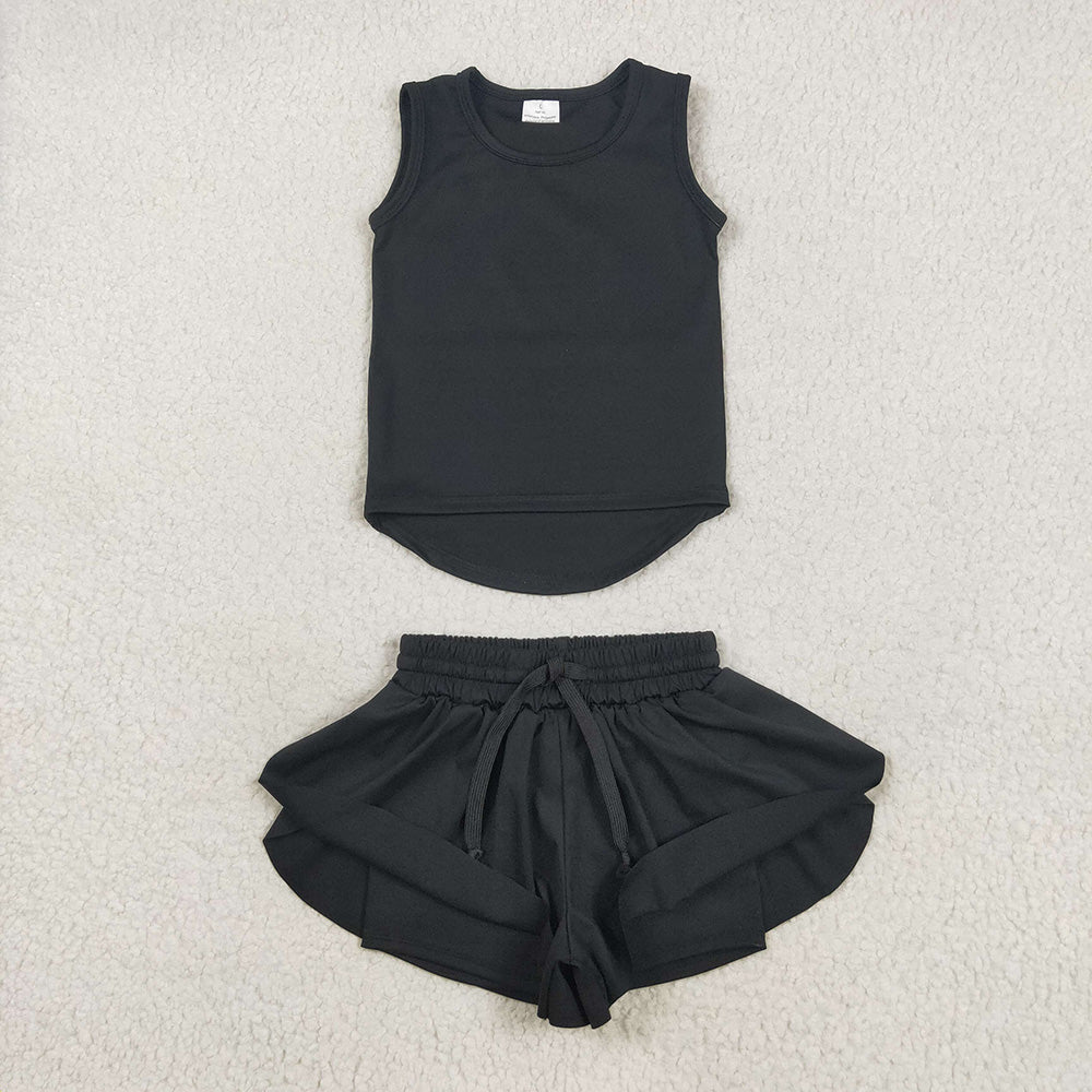 Black Color Girls Yoga Clothes Sisters Matching Wear