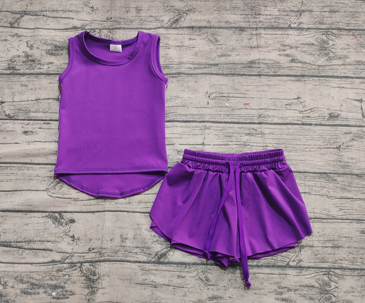 (Pre-order)SS0602 Purple Color Girls Summer Bottom Yoga Shorts