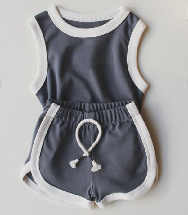 (Pre-order)GSSO2627 Blue Color Girls Summer Sports Clothes Set