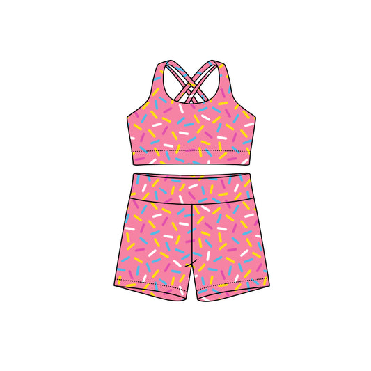 (Pre-order)GSSO2694 Adult Pink Sprinkles Tank Top Shorts Woman Summer Clothes Set