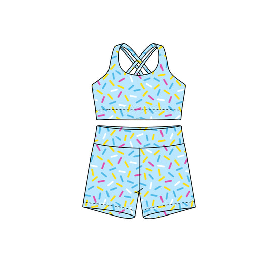 (Pre-order)GSSO2695 Adult Blue Sprinkles Tank Top Shorts Woman Summer Clothes Set