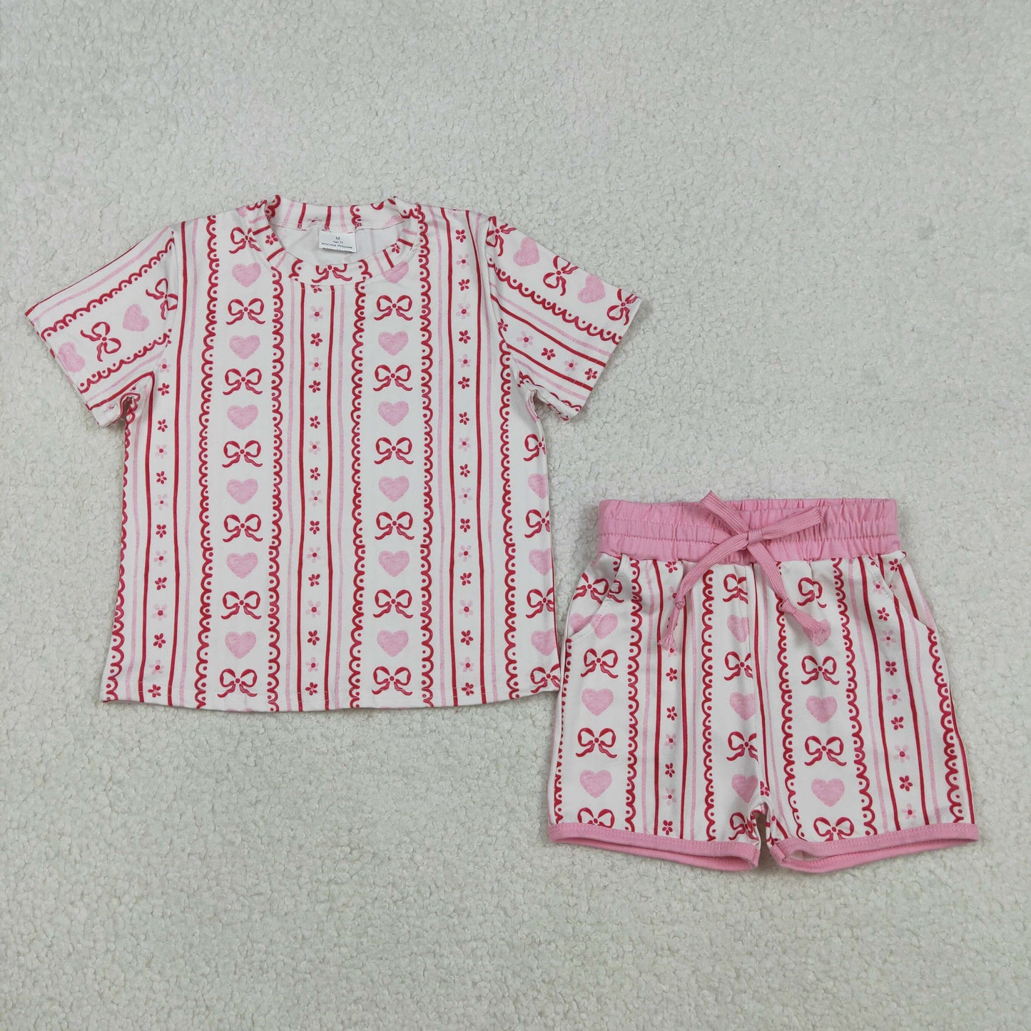 Bows Heart Pink Girls Valentine's Day Matching Clothes Sisters Wear