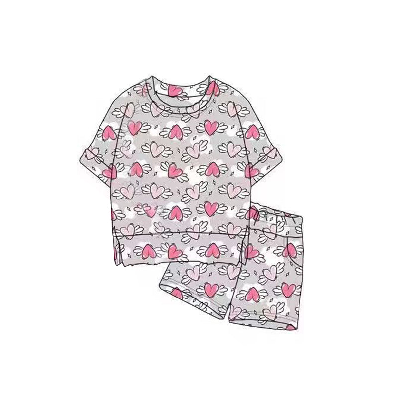 (Pre-order)GSSO2818 Heart Print Girls Valentine's Day Clothes Set