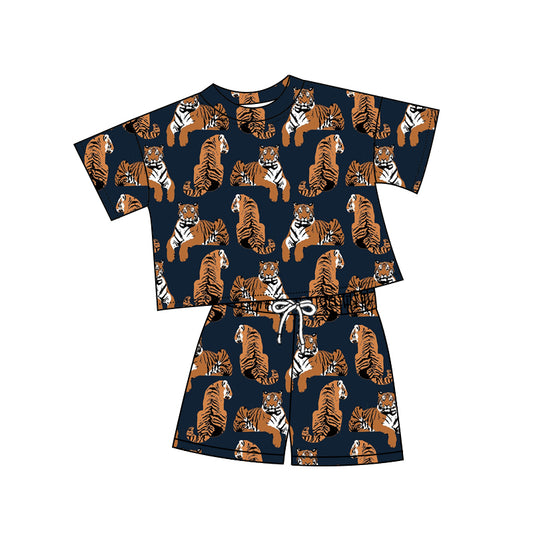 (Custom Design Preorder MOQ 5) Adult Tigers Black Print Woman Summer Clothes Set