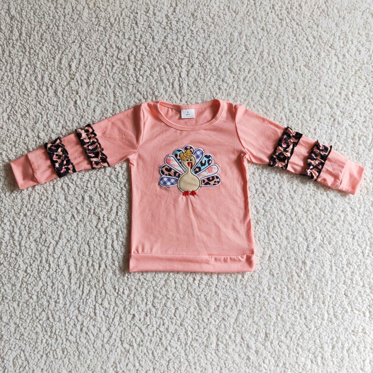 6 Styles Turkey Embroidery Boys Girls Thanksgiving Tee Shirts Top