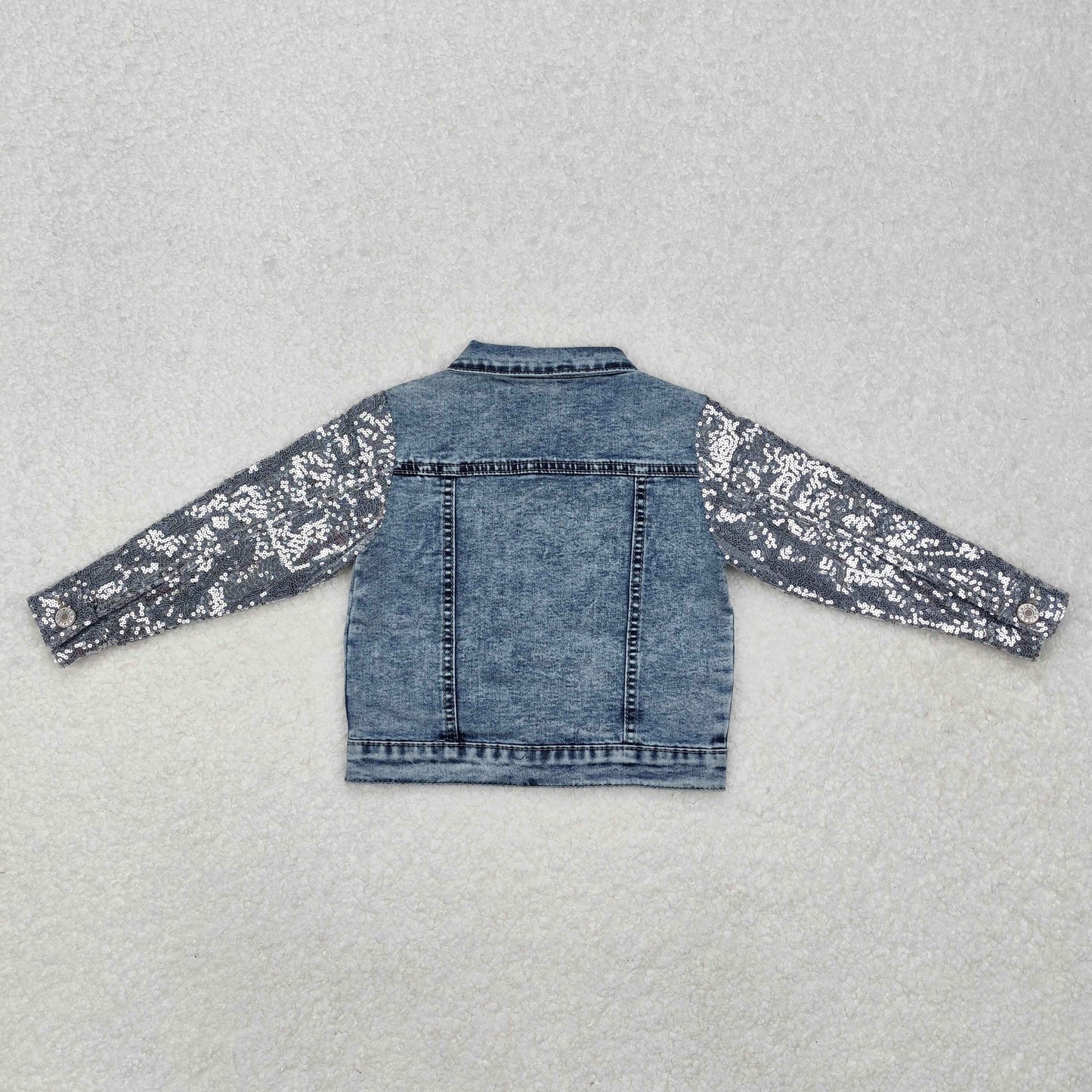 Girls Light Denim Color Sequin Long Sleeve Jackets Cardigans GT0148